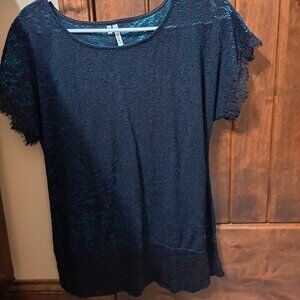 Green and black lace top